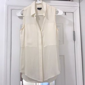 Theory Ivory Sleeveless Silk Blouse